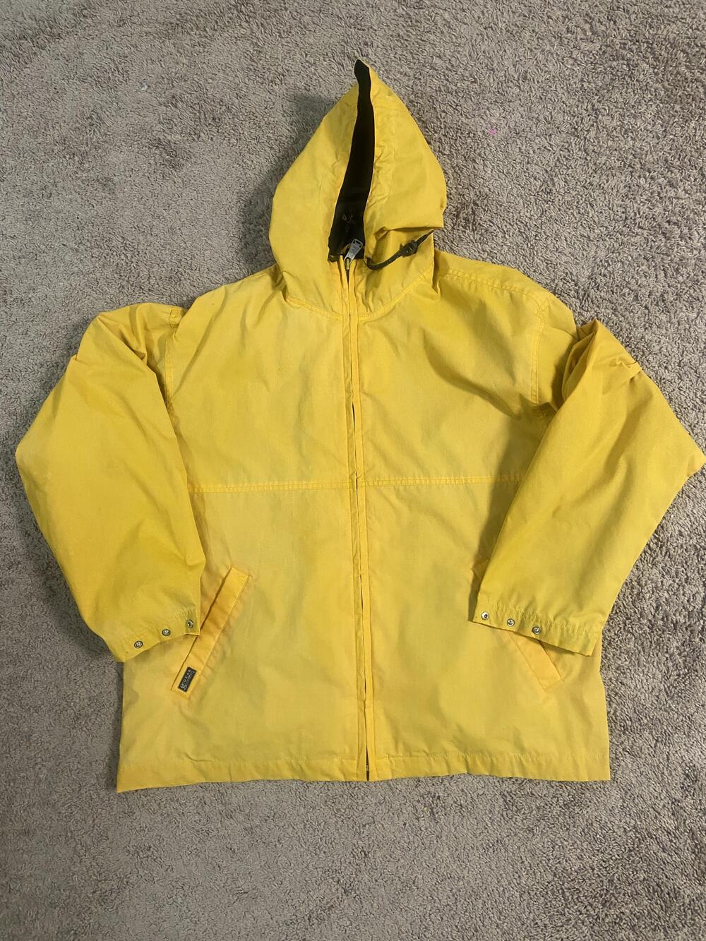 Gear For Sports Jacket Mens Large Yellow Hooded Full Zip Mesh Lined Raincoat